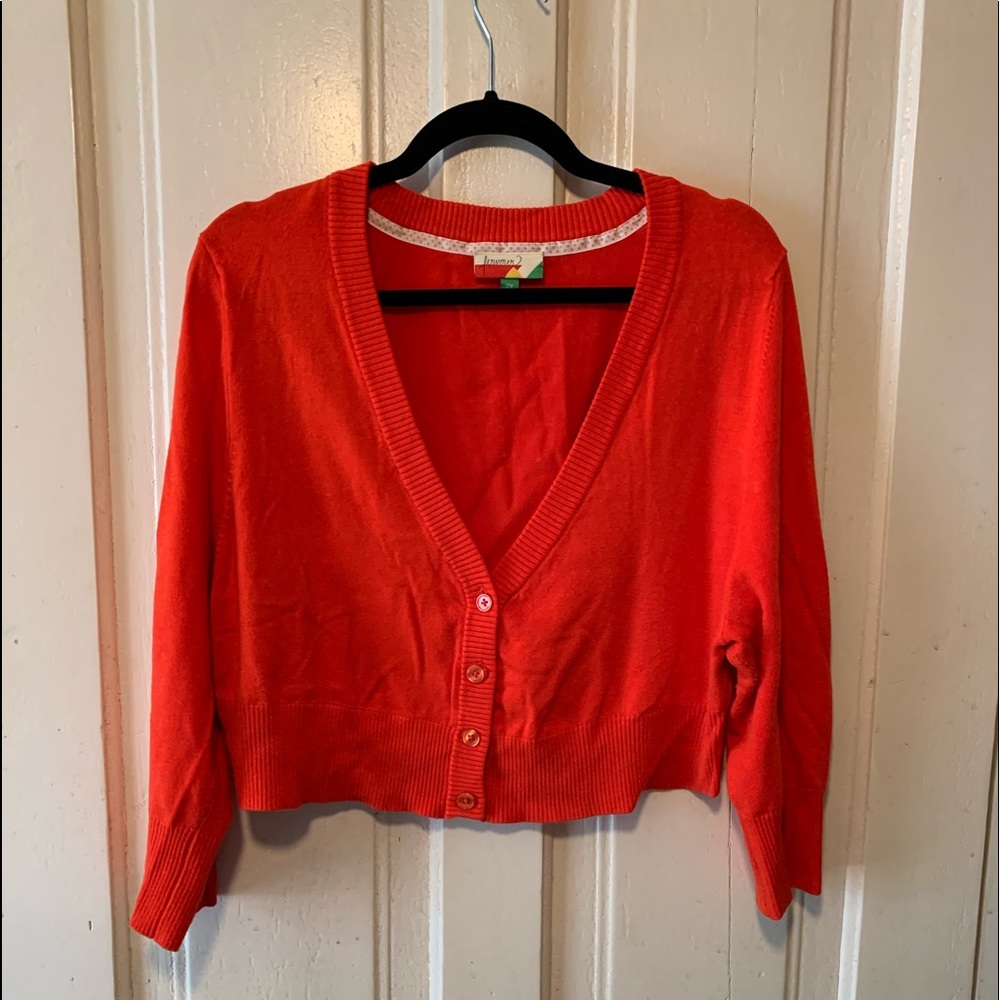 ModCloth Fervor brand orange cropped cardigan
